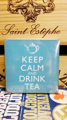 KEEP CALM AND DRINK TEA 藍色杯墊套組 : 廚房 杯墊 隔熱墊 餐具 品牌 精品 英國 海報 口號