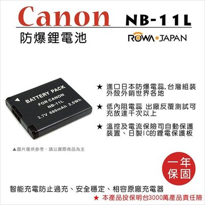 彰化市@樂華 FOR Canon NB-11L 相機電池 鋰電池 防爆 原廠充電器可充 保固一年