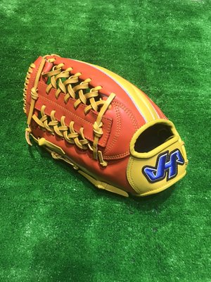 棒球世界 HA 日本品牌 外野北美牛皮 棒壘手套 特價橘黃配色反手用