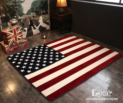 歐美英倫風米字旗紅灰英國旗星條紋美國地毯客廳臥室茶几沙發地墊