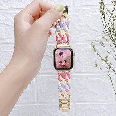 果色牛仔雙鏈不鏽鋼錶帶 適用Apple Watch 蘋果手錶錶帶 iwatch-3C玩家