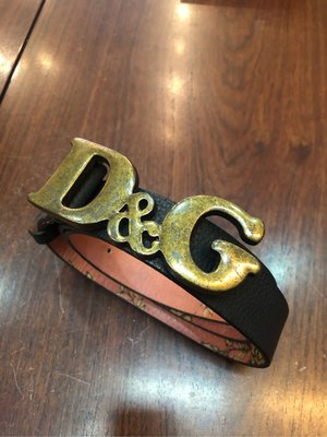 D&G 防舊頭logo黑色皮帶