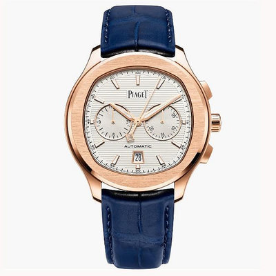 預購 伯爵錶 Piaget Polo系列 Chronograph計時碼錶 42mm G0A43011 機械錶 白色面盤 18K玫瑰金 鱷魚皮錶帶 男錶 女錶