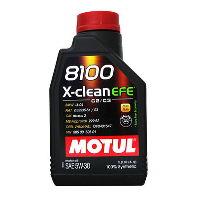 【易油網】MOTUL 8100 5W30 X-CLEAN EFE 5W-30 全合成機油 ENI Mobil