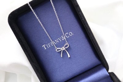 現貨#Tiffany&amp;CO.蒂芙尼 項鍊 純銀項鍊 水晶項鍊 吊墜 飾品 首飾 附盒提袋 簡約 可愛蝴蝶結簡約