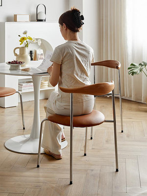 北歐牛角餐桌椅中古家用靠背化妝梳妝鐵藝椅現代簡約設計師餐廳凳~告白氣球