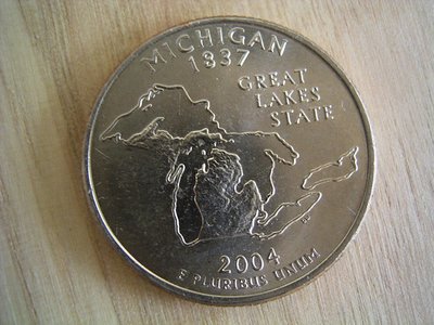 2004-D Michigan 美國 各大 50洲 Washington 25C 1/4 Quarter 早期 錢幣