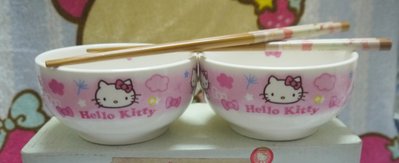 正版﹝香港Sanrio﹞授權※Hello Kitty凱蒂貓※【凱蒂貓蝴蝶結圖案】四件式陶瓷碗組