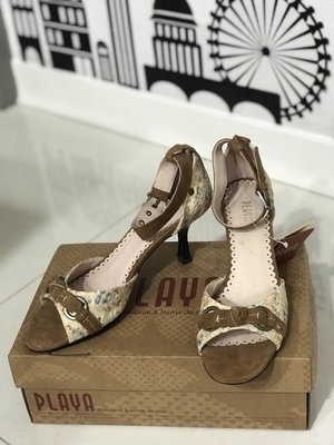【PLAYA】全新百貨公司專櫃正品中跟女鞋 優雅氣質繡花 性感顯瘦環繞腳踝