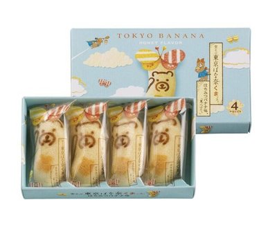 《阿肥小舖》羽田機場限定！東京香蕉 TOKYO BANANA 可愛小熊蜂蜜蛋糕 4入盒裝