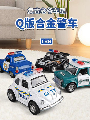 合金警車玩具男孩仿真聲光小汽車模型兒童回力玩具車110警察車3歲~晴天