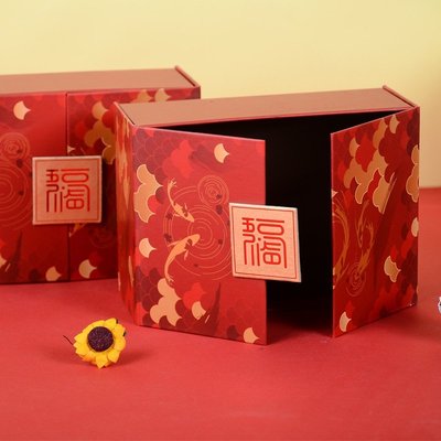下殺 (null)紅色雙開門磁吸伴手禮盒燙金包裝禮物盒創意設計禮品盒包裝盒#禮盒#包裝盒#空盒