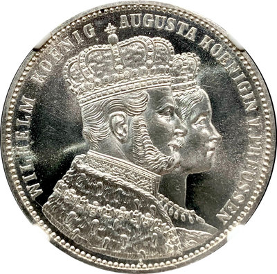 【二手】【自藏】NGC-MS65 德國普魯士1861年 泰勒銀幣。因 紀念章 古幣 錢幣 【伯樂郵票錢幣】-1961