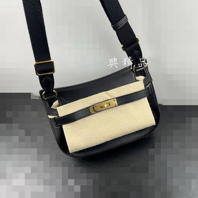 典精品 Hermes 全新 真品 黑色 金釦 evergrain Jypsiere mini 吉普賽 斜背包