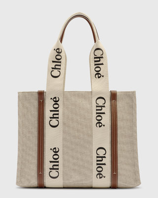 預購 全新 Chloe Woody tote bag  Medium 中款 帆布包 托特包卡其色 駝色