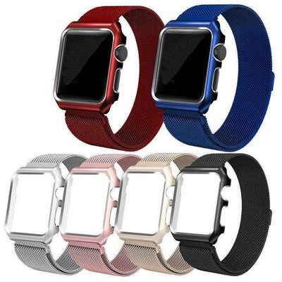 shell++不銹鋼錶框米蘭尼斯磁吸錶帶 蘋果 Apple i watch 123代 手錶 錶帶 3842mm 手腕帶 手錶帶