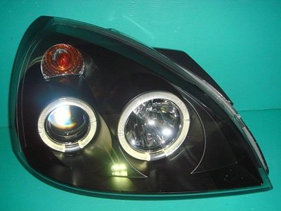 》傑暘國際車身部品《 全新高品質雷諾CLIO-02年款黑框.晶鑽版光圈魚眼大燈.