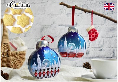 Ariel Wish-英國知名下午茶品牌2021聖誕節限定版－倫敦巴士浮雕鐵盒聖誕樹吊飾耶誕餅乾禮盒交換禮物-英國製現貨