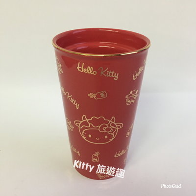 [Kitty 旅遊趣] 特價 Hello Kitty 陶瓷杯 凱蒂貓 牛 紅色 咖啡杯 水杯 茶杯 收藏 大容量