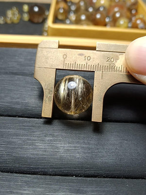 二手 鈦晶珠徑17mm，重7.01g，純天然鈦晶珠子單珠散珠， 古玩 擺件 十大雜項【紫竹齋】1921