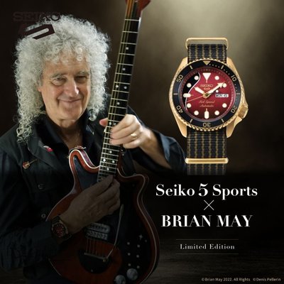少量現貨！Seiko 5 Sports X Brian May 皇后樂團限量聯名錶-限量收藏 機械錶 SRPH80K1