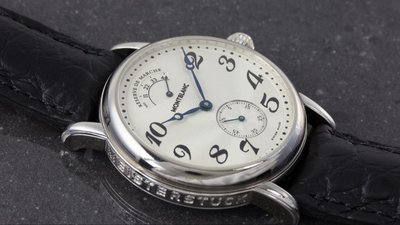 正品萬寶龍 1924系列75周年紀念機械錶 寶磯針字 貝母銀龍頭 MONTBLANC STAR  動力顯示 小秒針