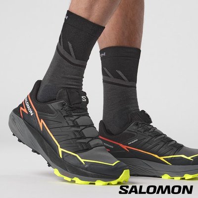 [好也戶外] SALOMON 男 THUNDERCROSS野跑鞋 黑/靜灰/珊瑚紅 No.L47295400