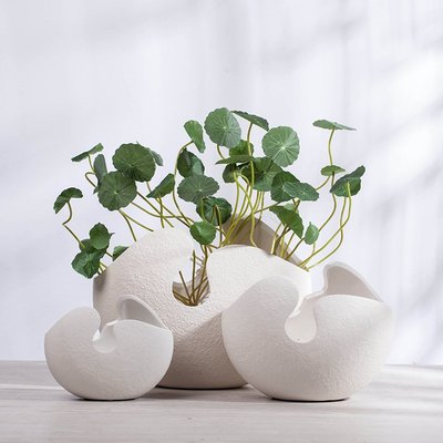 花瓶陶瓷花瓶創意現代時尚白色蛋殼花插素燒家居裝飾品擺件