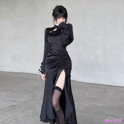 高質感中式改良旗袍設計感小眾暗黑高級感名媛復古洋裝女-May美舍