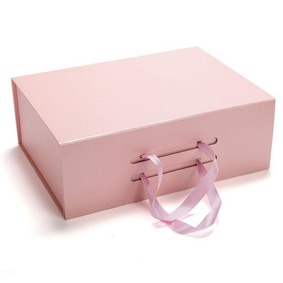 【現貨精選】現貨粉色小號折疊禮品盒手提翻蓋硬實紙盒衣服鞋子通用外貿禮盒