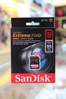 【日產旗艦】SanDisk Extreme Pro SDHC 32G 95mb U3 V30 4K 記憶卡 群光公司貨
