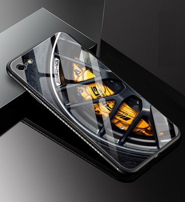《HelloMiss》BENZ AMG 玻璃 手機殼 背蓋 Iphone 6 6s 7 8 X Xs 保護殼 卡鉗 鋁圈