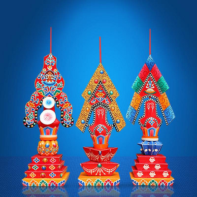 三根本朵瑪尼泊爾手工彩繪柏香木制法器藏傳藏族密宗佛堂擺件包郵