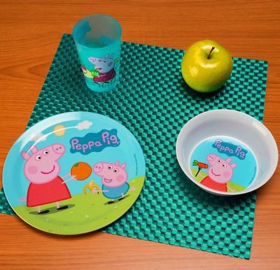 鼎飛臻坊 Peppa Pig 可愛佩佩豬 ZAK 杯/盤/碗 餐具三件組 美國正版