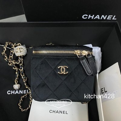MT精品Chanel mini vanity case 黑金 絲絨 鑽球 金球 化妝箱 小盒子 化妝盒