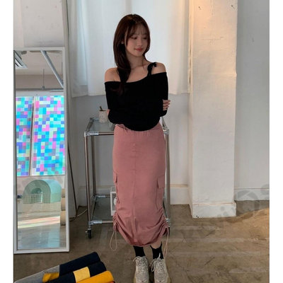 正韓  韓國代購  造型抽繩裙 工裝裙  韓國連線  新款上市  美好時光 O0311