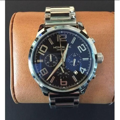 二手全新MONTBLANC萬寶龍手錶 時光行者系列機械男錶 09668腕錶 手錶 鋼帶黑盤 男錶11929