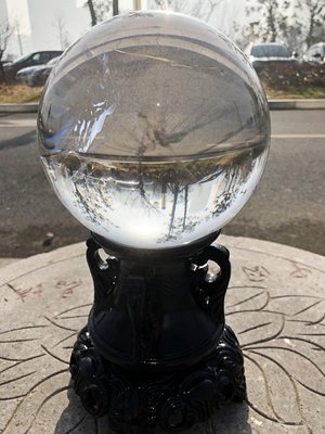 光工水晶阿賽斯特萊 16.8cm大型水晶球天然超清透白水晶球 梅爾卡巴揚升球柱千層金字塔冥想松果體第三眼能量淨化梵天透體