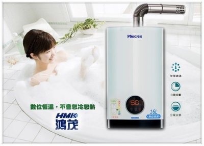 【老王購物網 】鴻茂 H-1601 數位恆溫 強制排氣 瓦斯熱水器 16公升