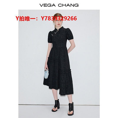 連衣裙VEGA CHANG新中式連衣裙女年夏季新款國風設計感提花長裙子