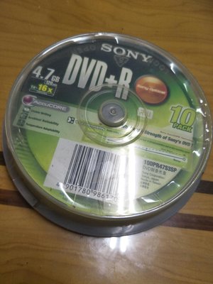 SONY 公司貨 16X DVD+R 燒錄光碟片 (10片裝布丁桶) 台灣製