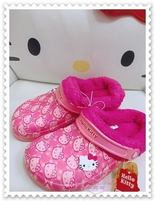 ♥小公主日本精品♥ Hello Kitty 拖鞋 室內鞋 勃肯鞋 絨毛內裡 粉色 滿版大臉 78926905