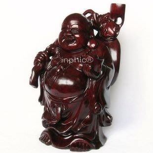 INPHIC-佛像 紅木工藝品 木雕刻擺飾 元寶錢袋招財如意彌勒佛