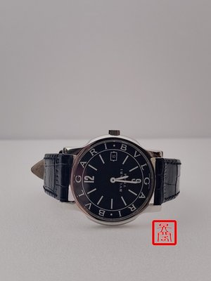 『昱閣』BVLGARI 寶格麗專櫃正品 Solotempo系列 ST35S 不鏽鋼黑面35mm石英男女錶 ( 原廠盒 )