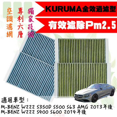 dT車材-KURUMA 冷氣濾網- M-BENZ W222 S400 S600 2014年後 空調濾網 六層全效過濾型