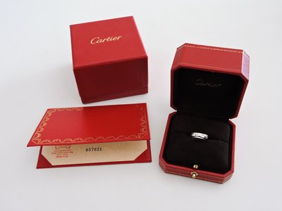二手 Cartier 卡地亞 LOGO DE Cartier 750 18K金 白K金 戒指 49 女戒