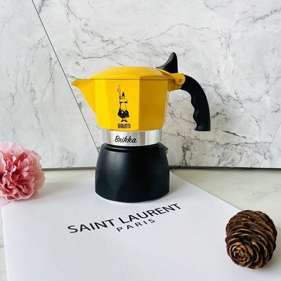 【熱賣精選】Bialetti brikka 意式比樂蒂摩卡壺黃色雙閥2杯煮咖啡壺家用手工