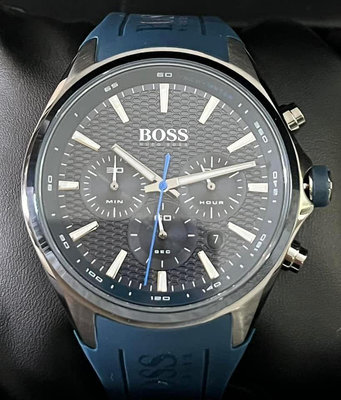 HUGO BOSS Distinct 藍色錶盤 藍色矽膠錶帶 石英 三眼計時 男士手錶 1513856