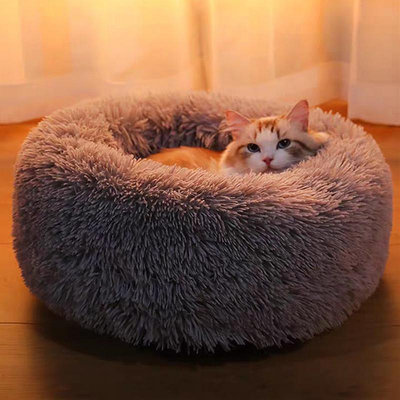 狗窩貓窩冬季保暖棉窩四季通用貓咪貓床圓形長毛絨可拆洗用品 自行安裝