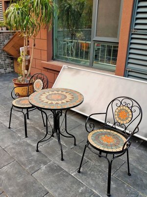 歐式鐵藝休閑陽臺桌椅庭院戶外室外小茶幾咖啡廳涼亭桌椅三五件套